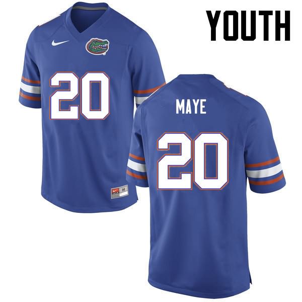 NCAA Florida Gators Marcus Maye Youth #20 Nike Blue Stitched Authentic College Football Jersey IYR4364JX